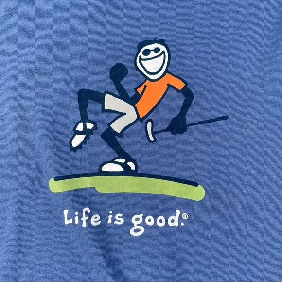Life Is Good Men's Blue Jake Fist Pump Golf Crusher Tee, Size Medium EUC - Picture 4 of 7